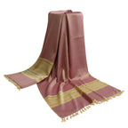 Pashmina Artesanal em Seda de Bananeira Rosa e Dourado