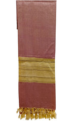 Pashmina Artesanal em Seda de Bananeira Rosa e Dourado