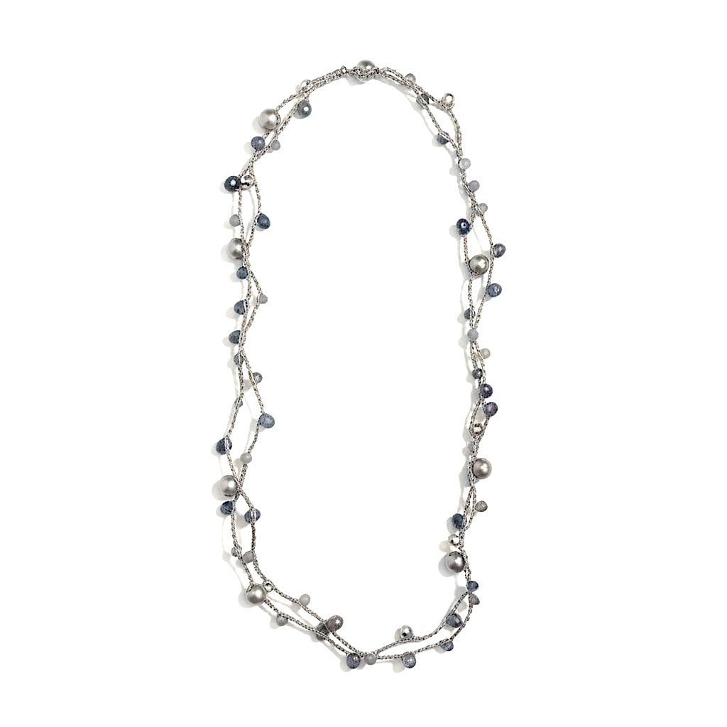 Pulseira/Colar Mil Voltas Prata & Azul