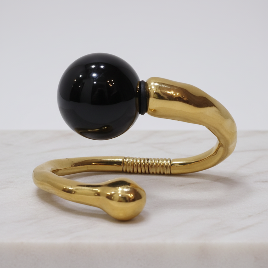 Pulseira Dourada com Bola Intercambiável em Cerâmica – Zamac com Banho de Ouro