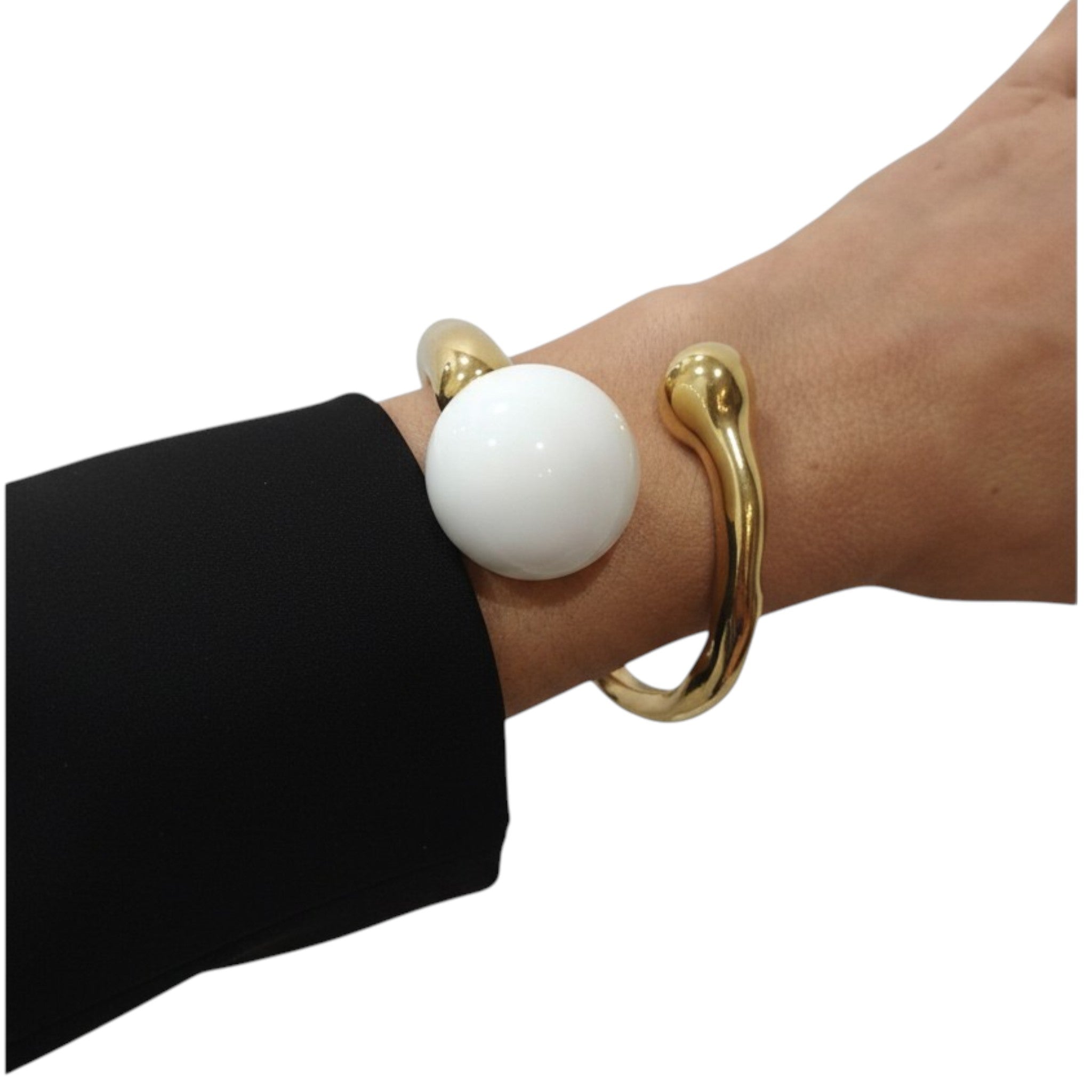 Pulseira Dourada com Bola Intercambiável em Cerâmica – Zamac com Banho de Ouro