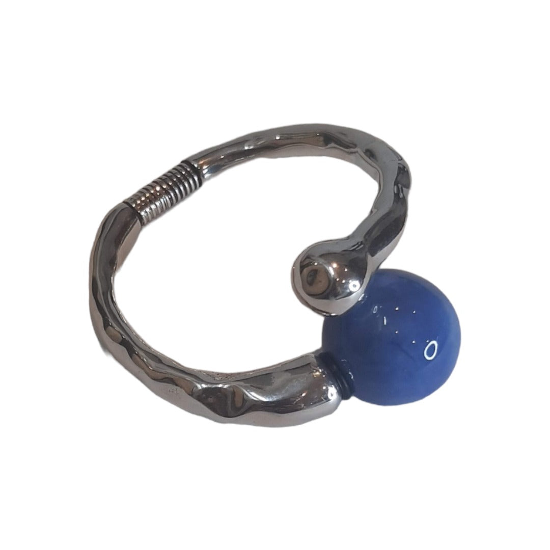 Pulseira Prateada com Bola Intercambiável em Cerâmica – Zamac com Banho de Prata