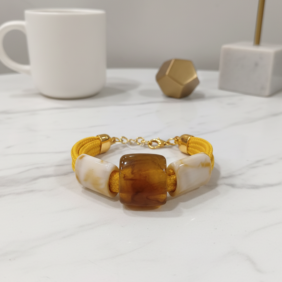 Pulseira amarela corda nautica