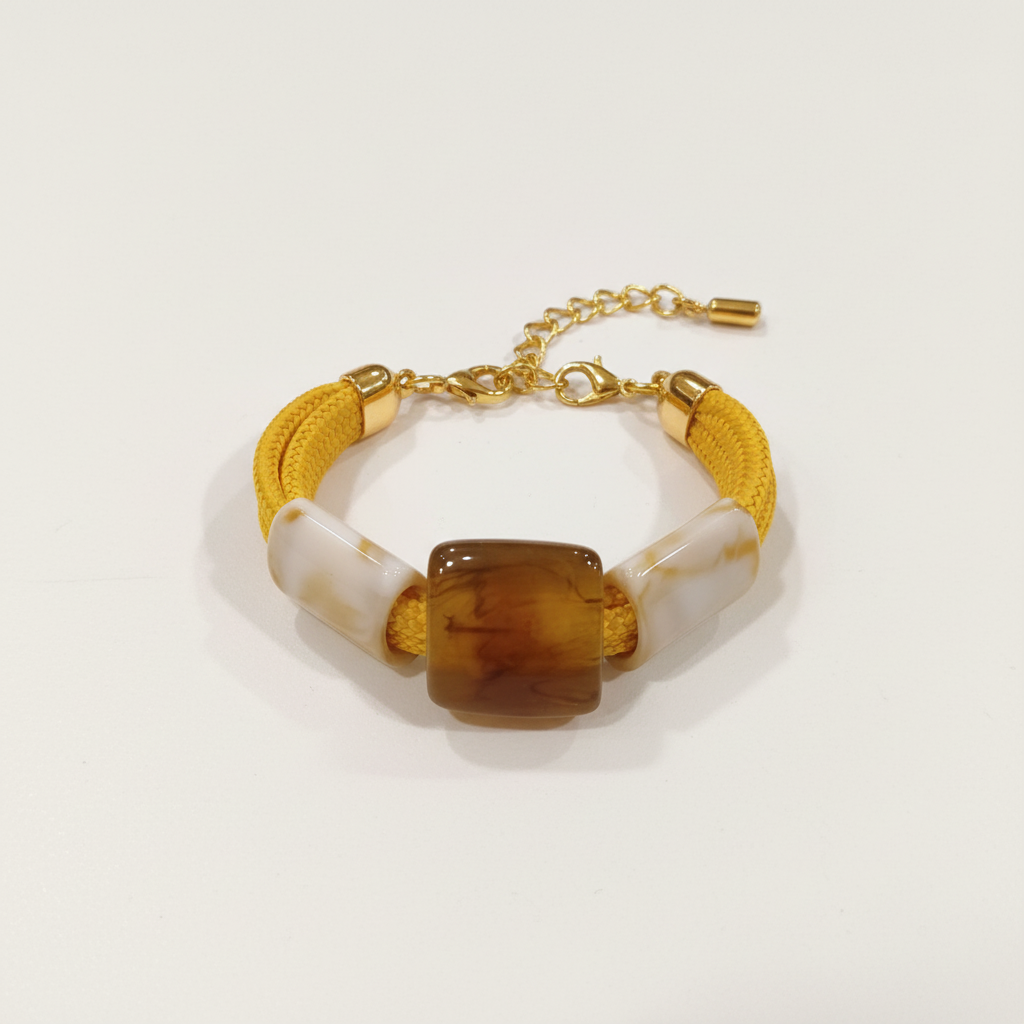 Pulseira amarela corda nautica