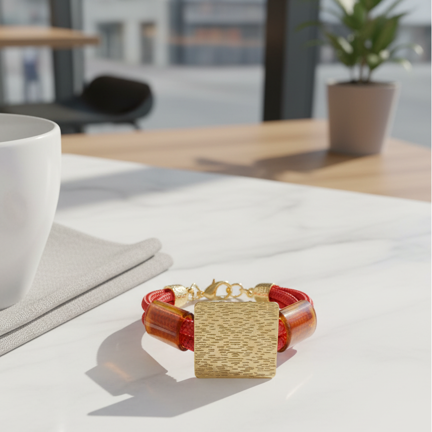 Lifestyle - Pulseira Vermelha em Ambiente Urbano