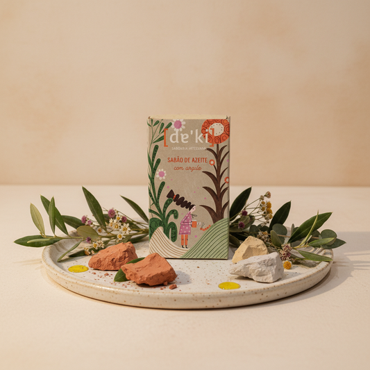 Commercial image for artisanal clay olive oil soap