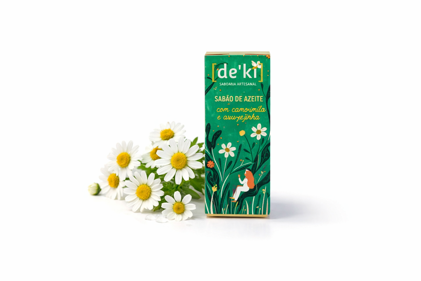 Sabão de Azeite com Camomila & Erva-Príncipe – de’ki | Sabonete Artesanal Natural