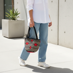 Saco Colombiano Artesanal Wapo – Mala Feminina Preta, Bege e Vermelha com Design Étnico