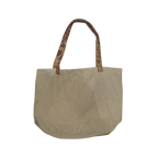 Saco de Ráfia DelaMur – Mala Tote Bege com Bolso Frontal Estampado