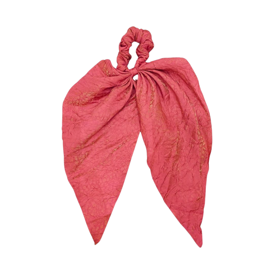 Scrunchie Cerise-Texturizado com Dourado