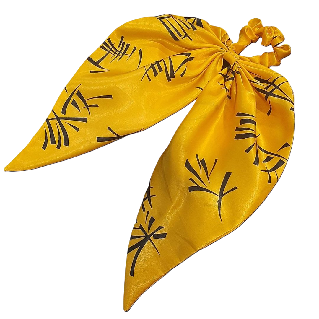 Scrunchie Lenço - Estampado Amarelo Mostarda
