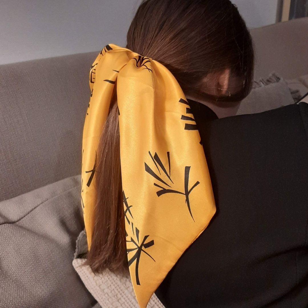 Scrunchie Lenço - Estampado Amarelo Mostarda