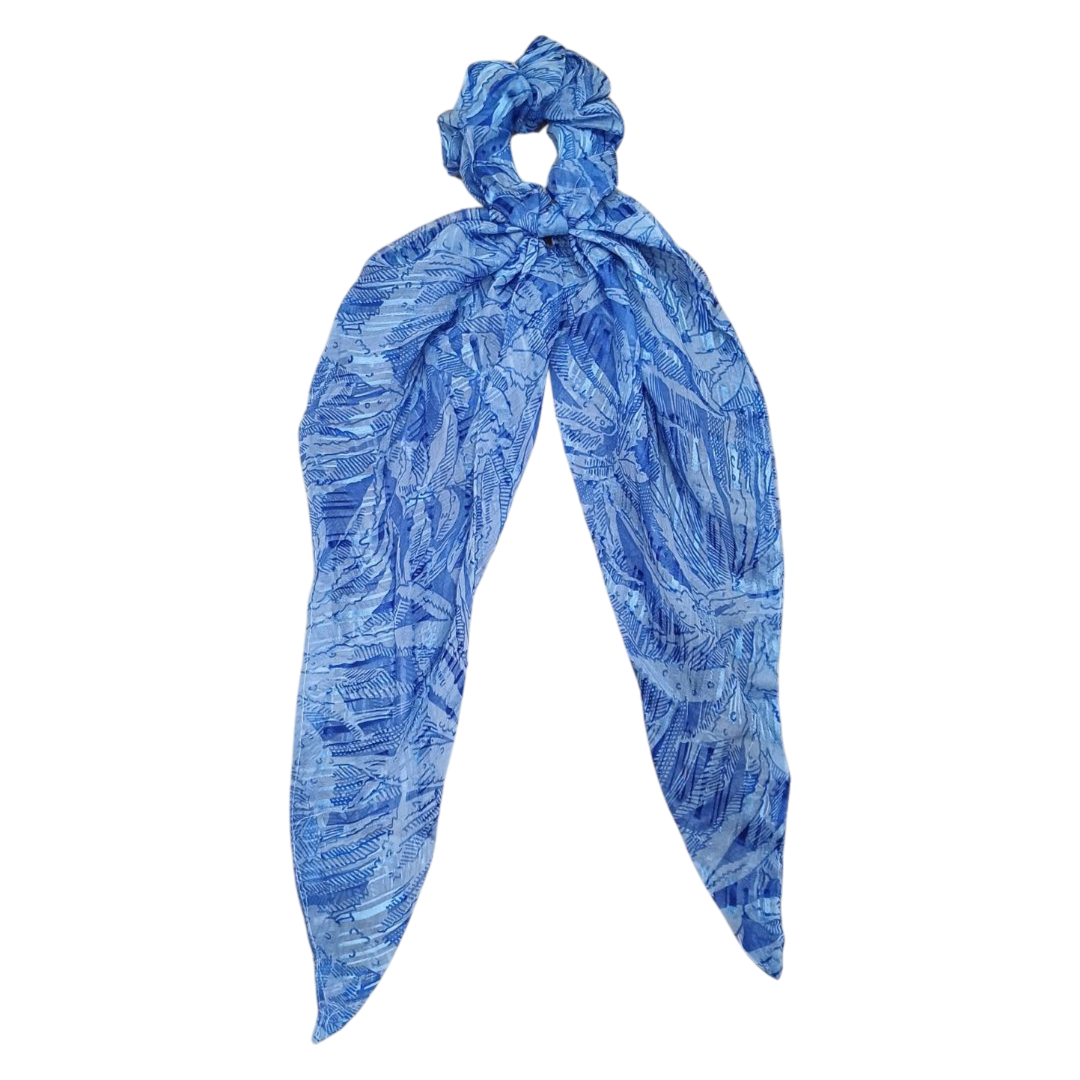 Tropical Blue printed Srunchie