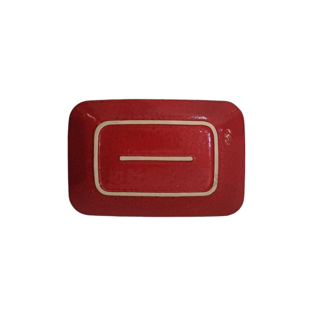 Travessa «Chama» em cerâmica vidrada vermelha