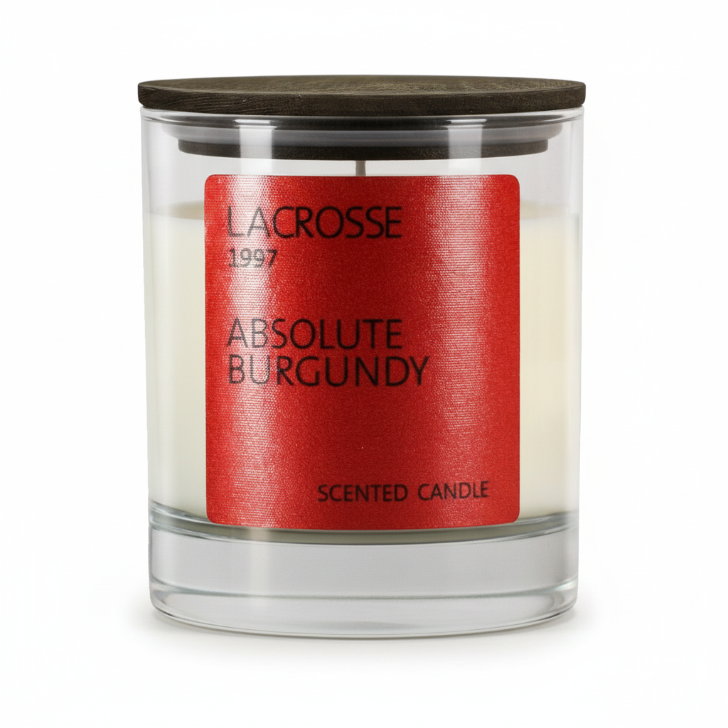 Lacrosse Absolute Burgundy candle - white background
