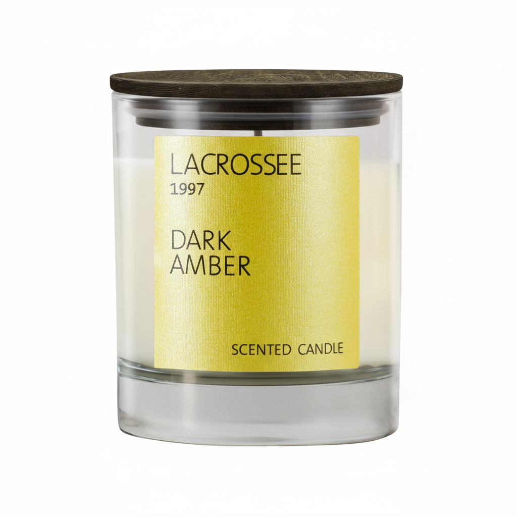 Lacrosse Dark Amber candle - white background