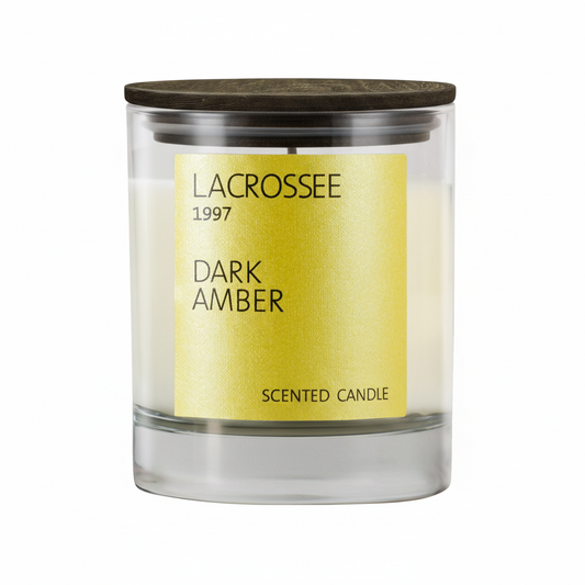 Lacrosse Dark Amber candle - white background