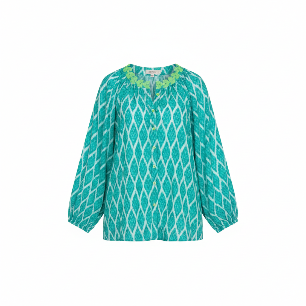 Packshot - Blusa Ikat Turquesa