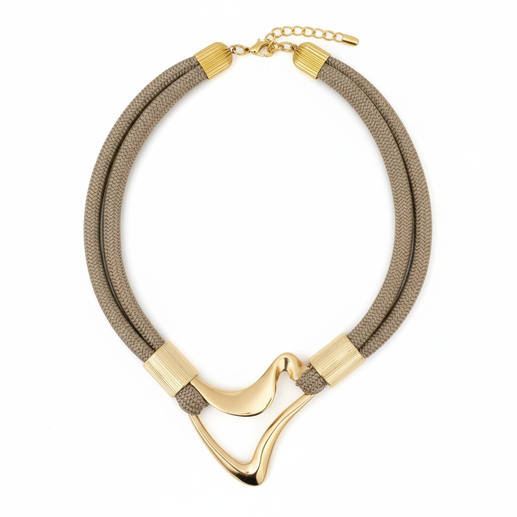 Packshot - Colar Statement Dourado e Bege