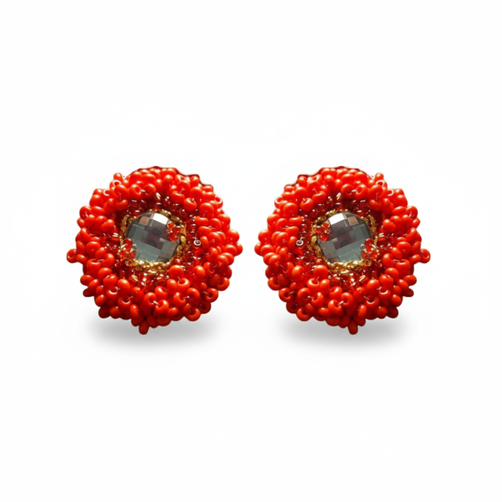 Packshot e-commerce - Brincos de festa vermelhos com cristal