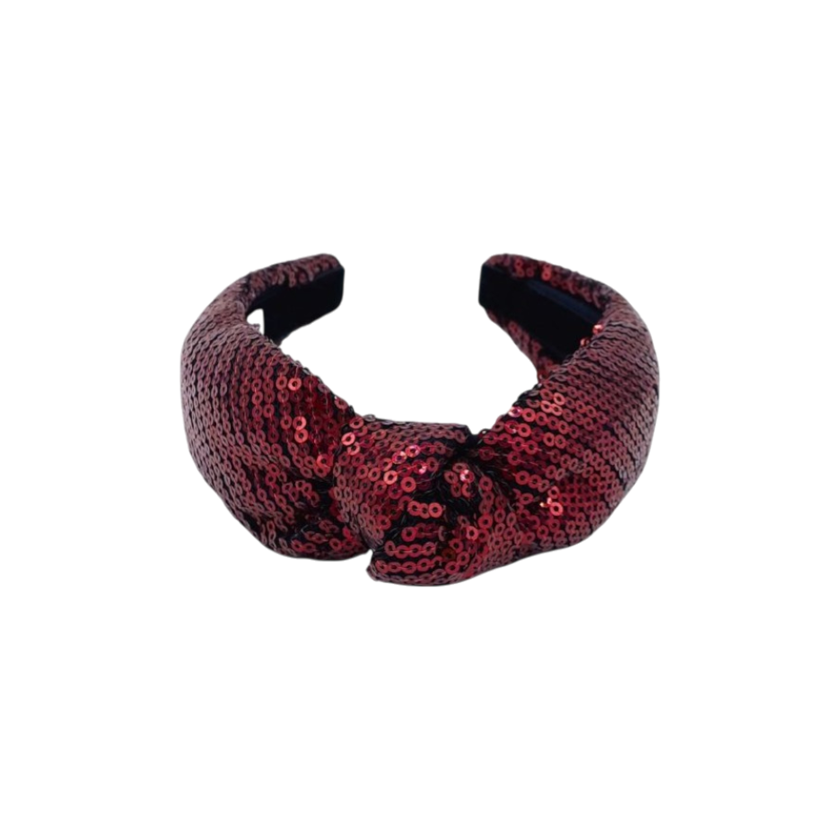 Burgundy headband with sequins - Shine and Elegance