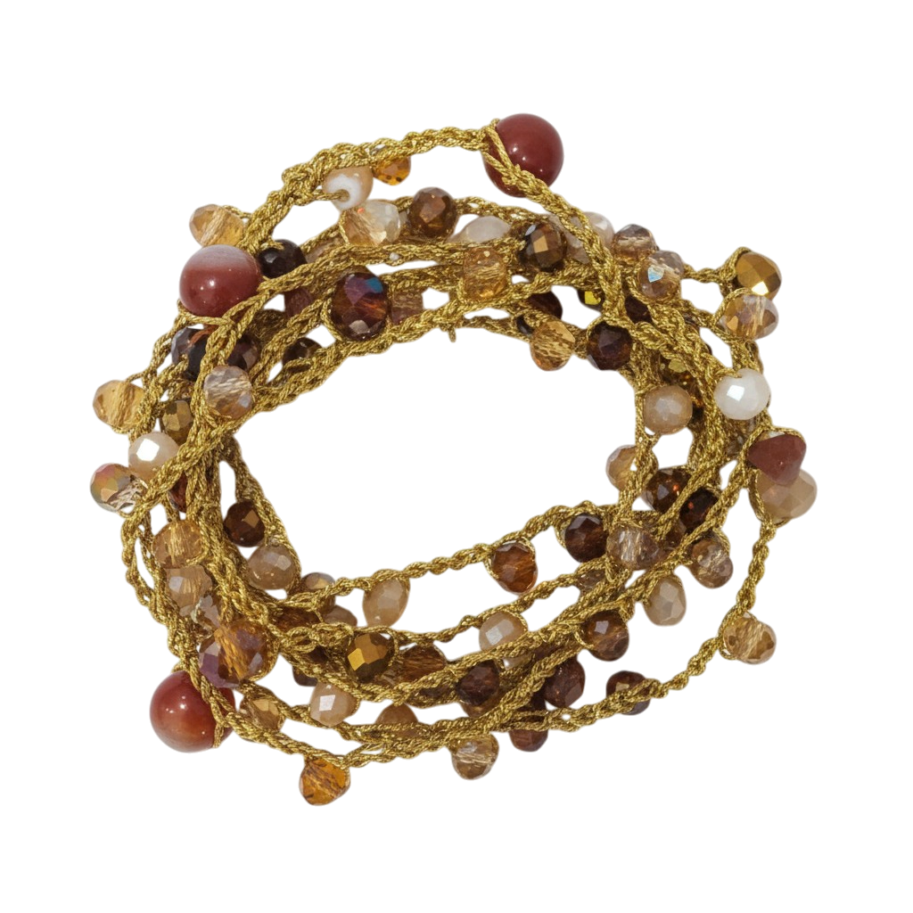 Pulseira/Colar Mil Voltas com Cristais e Pedras