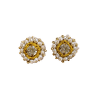 Brincos Iluztro botões com pérolas e cristal – brincos pequenos dourados artesanais